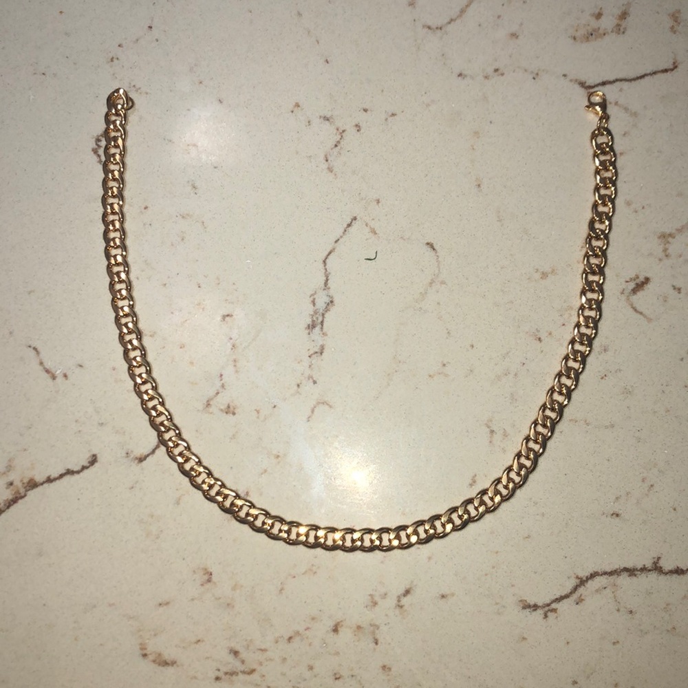 14k rose gold plated Cuban link chain.